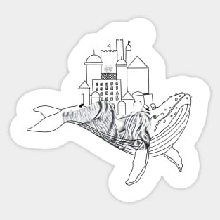 Abstract whale world design Sticker